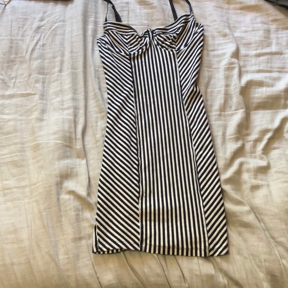 American Apparel Black and White Striped Mini Dress